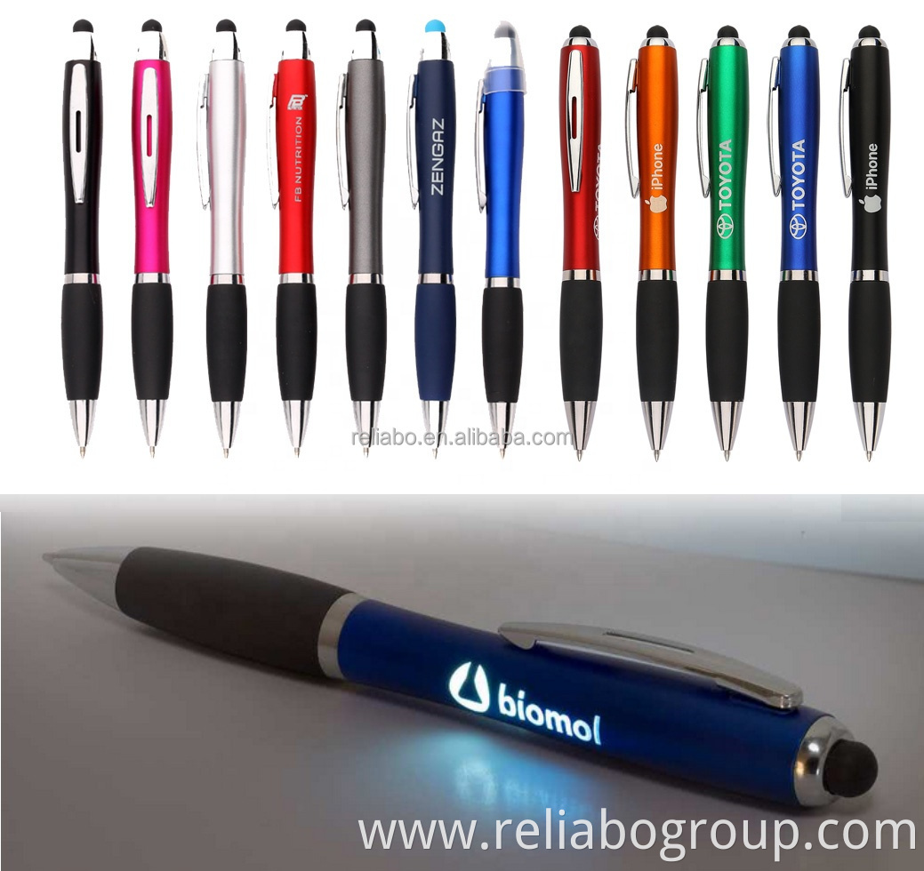 custom logo multifunction Led light Popular Cheap Logo kalem Promotional Stylus smart ballpoint pen